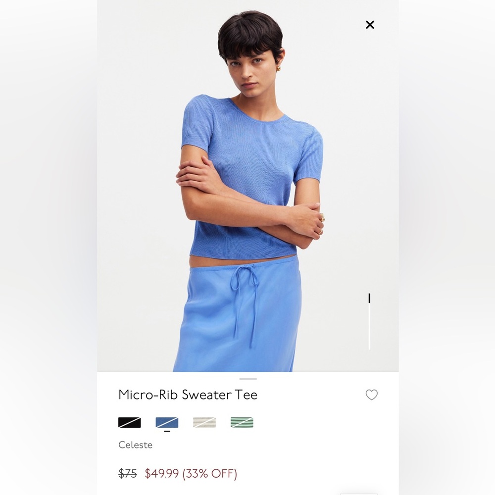 Madewell Ribbed Blue Short Sleeve Tee